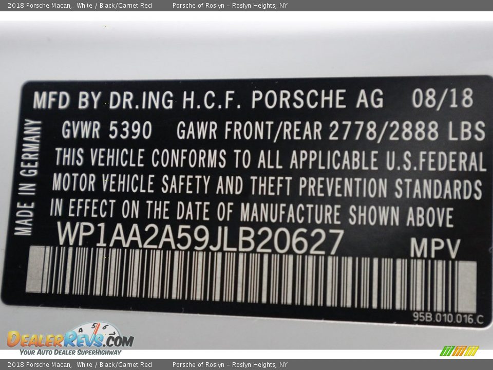 2018 Porsche Macan White / Black/Garnet Red Photo #29