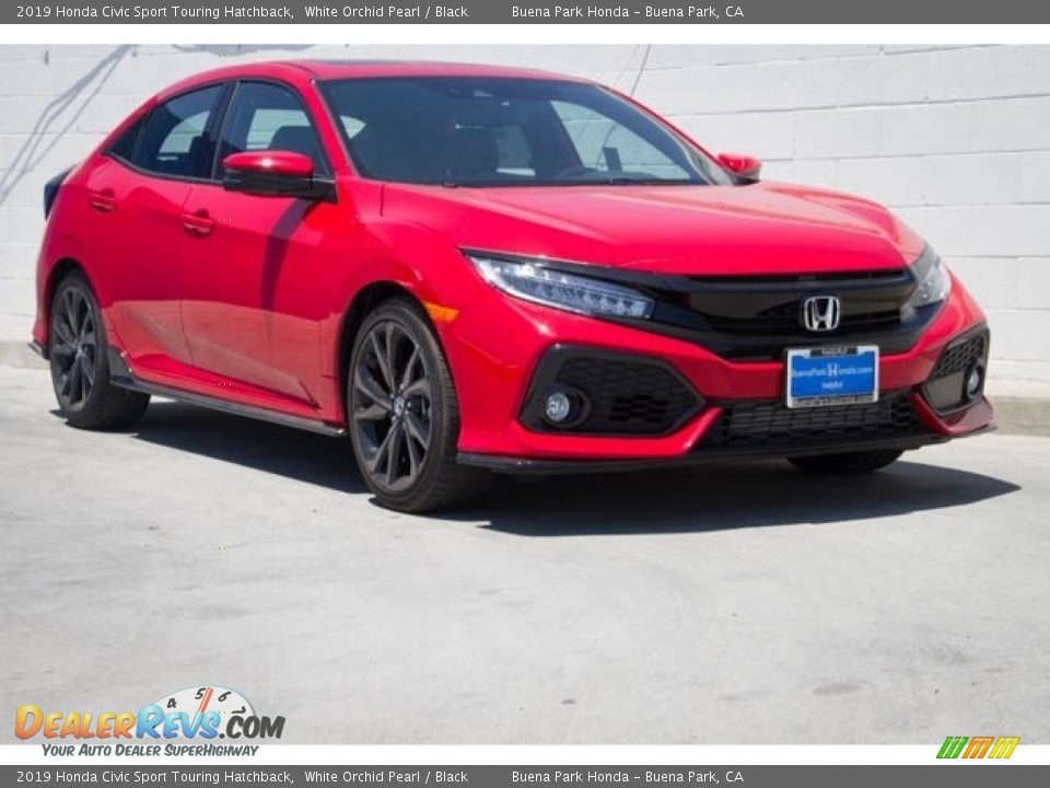 2019 Honda Civic Sport Touring Hatchback White Orchid Pearl / Black Photo #1