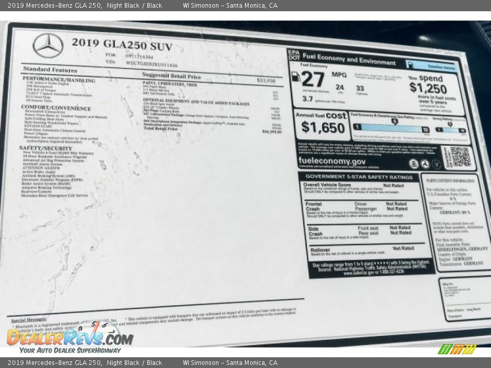 2019 Mercedes-Benz GLA 250 Night Black / Black Photo #10