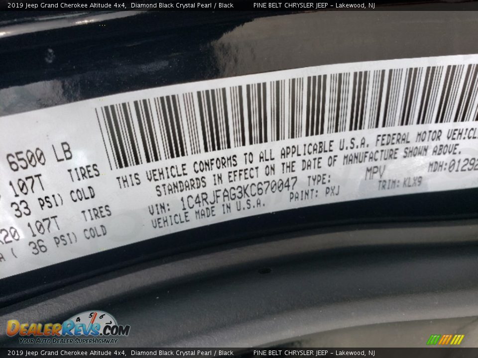 2019 Jeep Grand Cherokee Altitude 4x4 Diamond Black Crystal Pearl / Black Photo #9