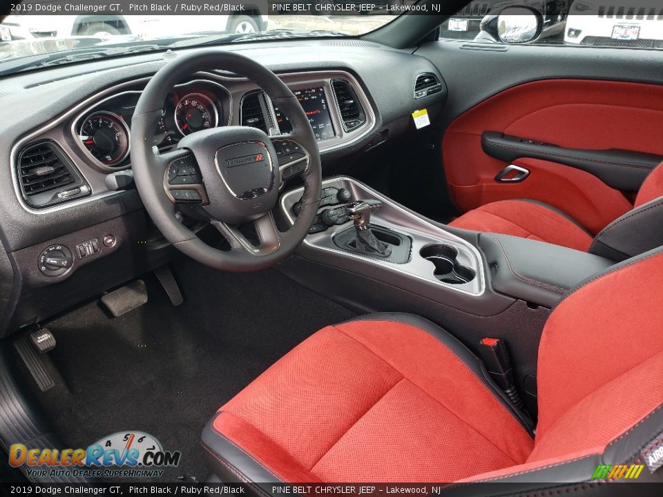 2019 Dodge Challenger GT Pitch Black / Ruby Red/Black Photo #6