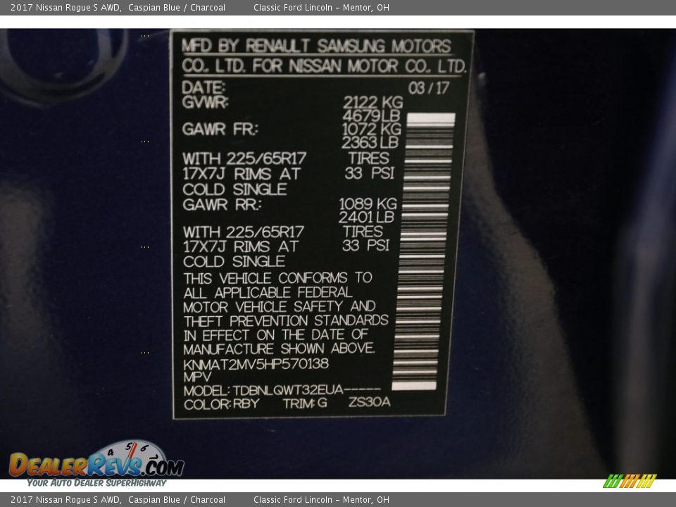 2017 Nissan Rogue S AWD Caspian Blue / Charcoal Photo #17