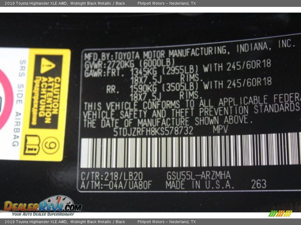 2019 Toyota Highlander XLE AWD Midnight Black Metallic / Black Photo #25