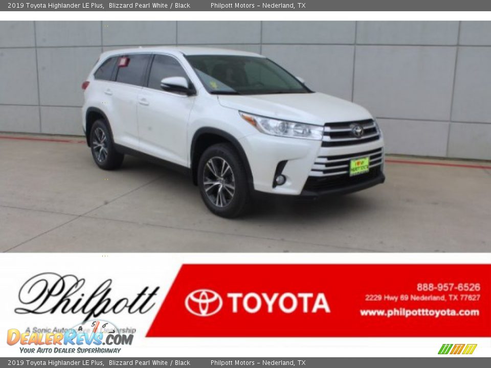 2019 Toyota Highlander LE Plus Blizzard Pearl White / Black Photo #1