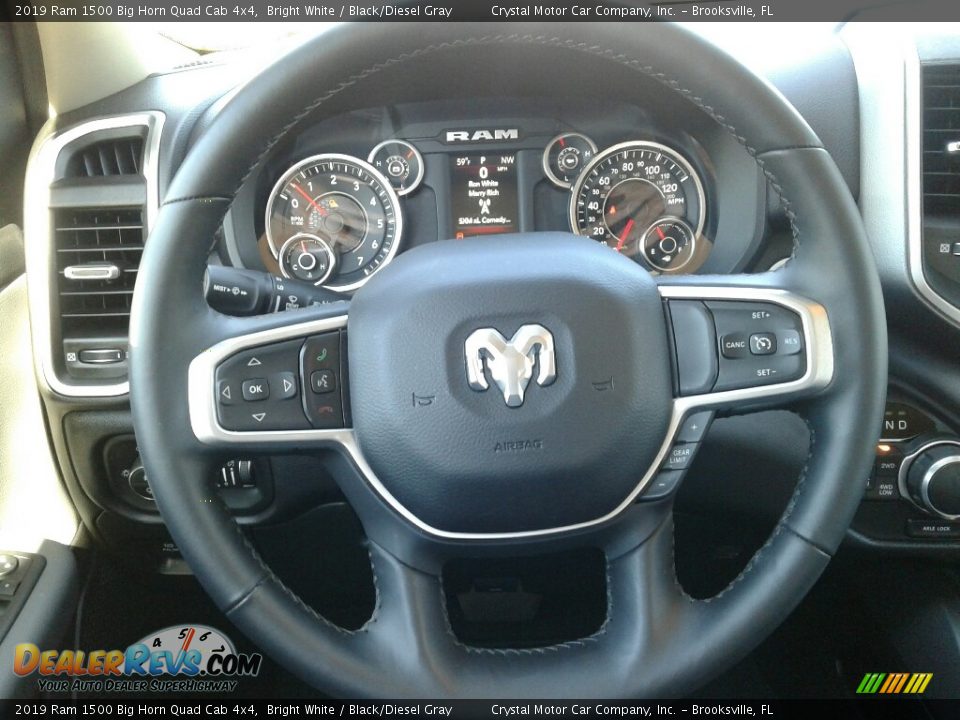 2019 Ram 1500 Big Horn Quad Cab 4x4 Bright White / Black/Diesel Gray Photo #14