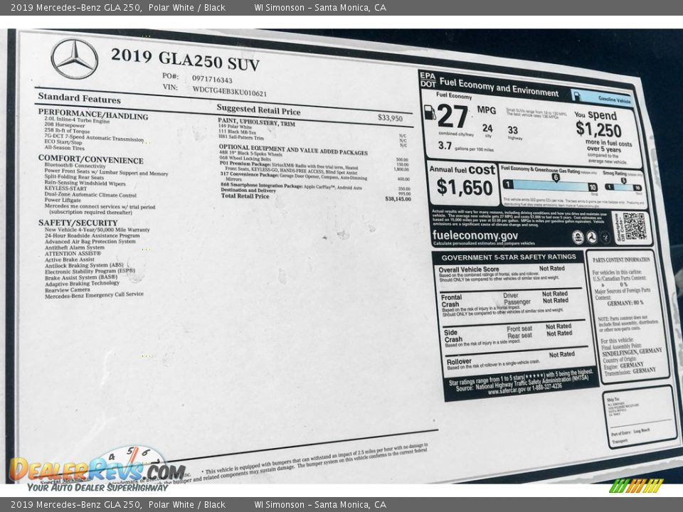 2019 Mercedes-Benz GLA 250 Polar White / Black Photo #10