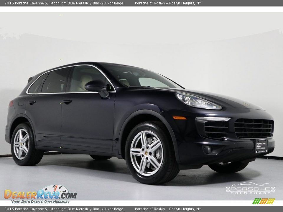 2016 Porsche Cayenne S Moonlight Blue Metallic / Black/Luxor Beige Photo #1
