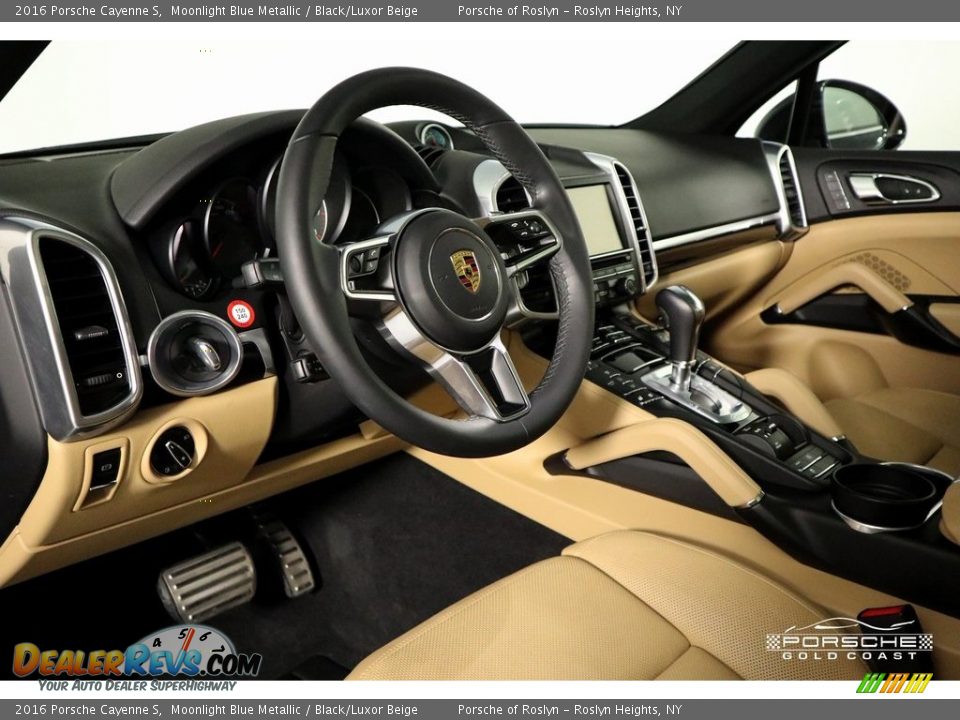2016 Porsche Cayenne S Moonlight Blue Metallic / Black/Luxor Beige Photo #15