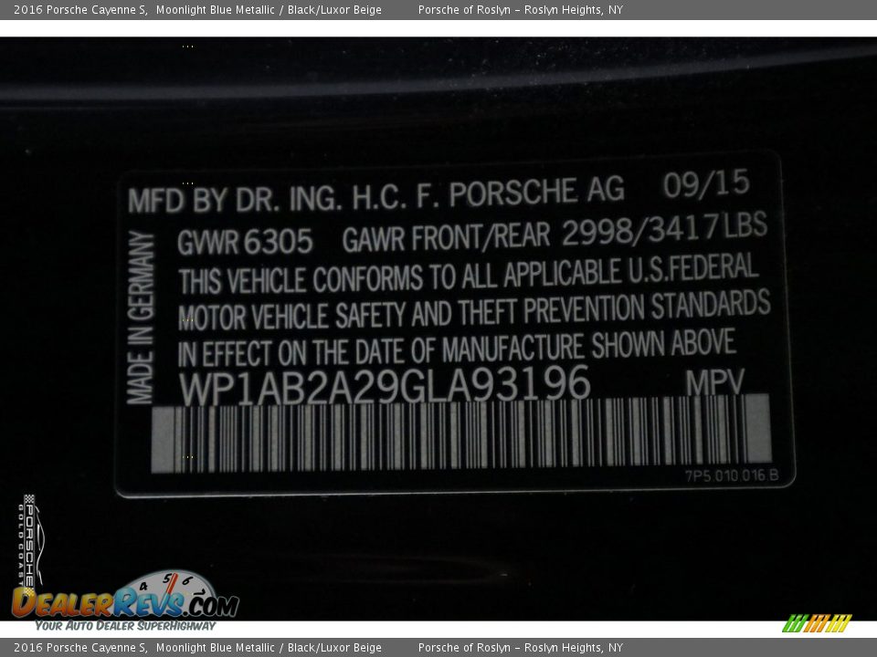 2016 Porsche Cayenne S Moonlight Blue Metallic / Black/Luxor Beige Photo #30