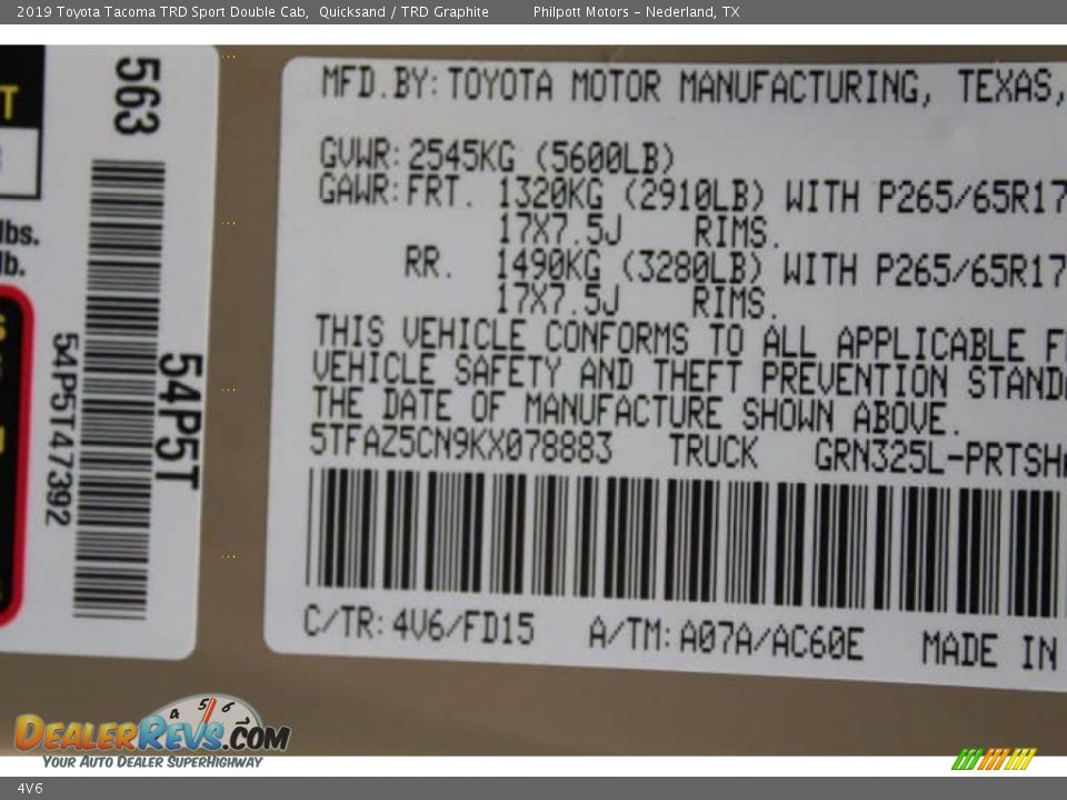 Toyota Color Code 4V6 Quicksand