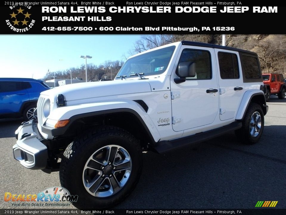 2019 Jeep Wrangler Unlimited Sahara 4x4 Bright White / Black Photo #1