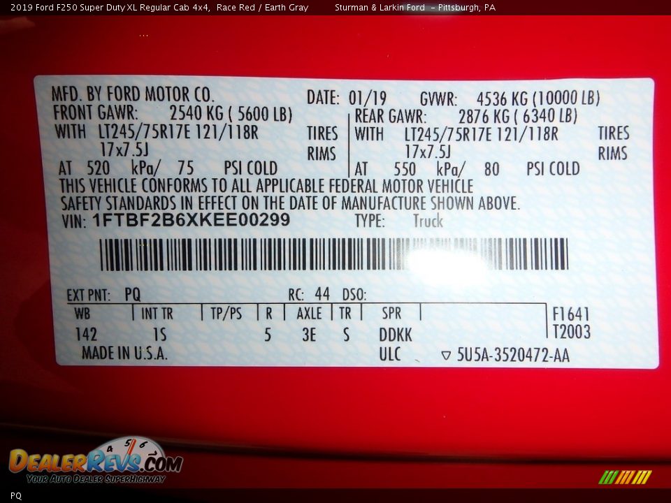 Ford Color Code PQ Race Red