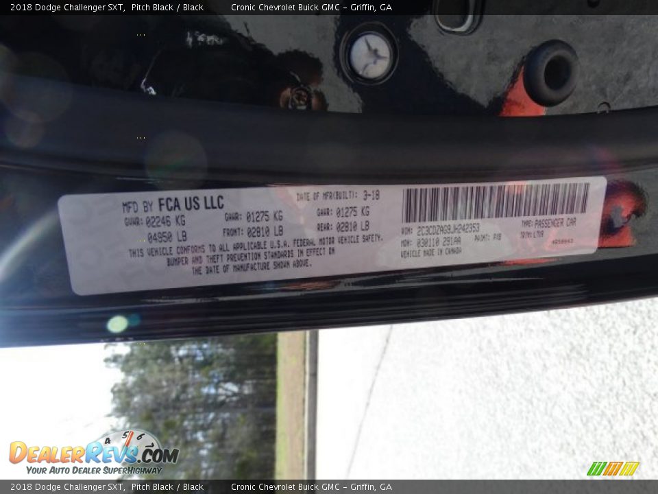 2018 Dodge Challenger SXT Pitch Black / Black Photo #23