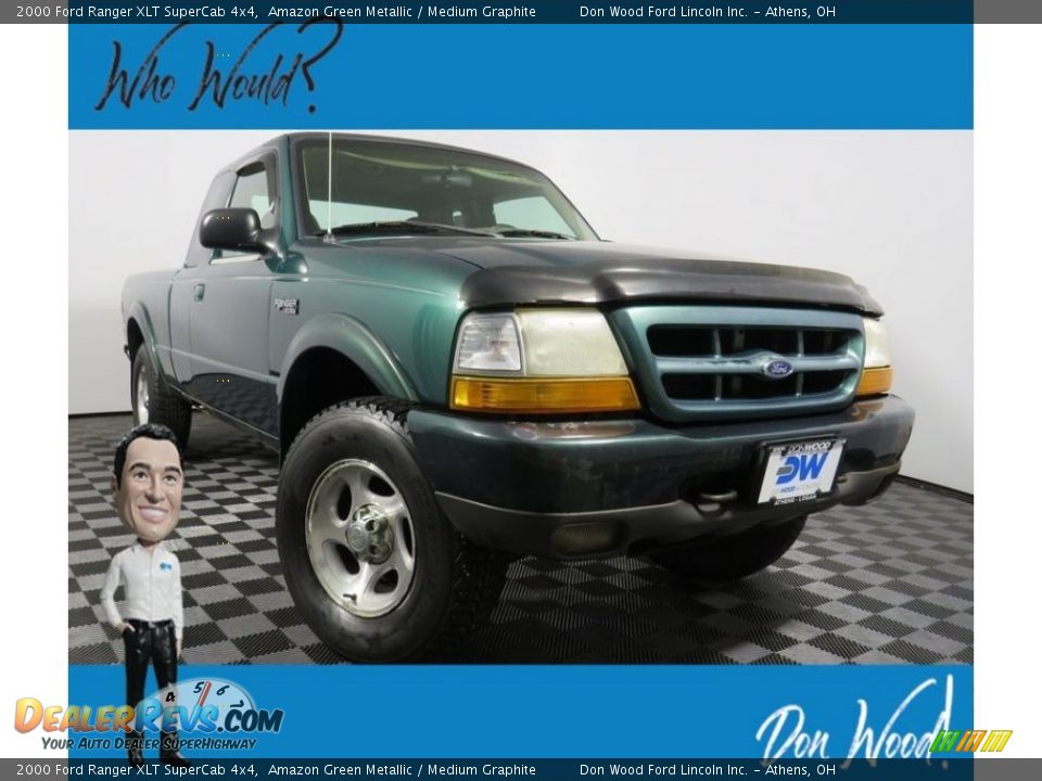 2000 Ford Ranger XLT SuperCab 4x4 Amazon Green Metallic / Medium Graphite Photo #1