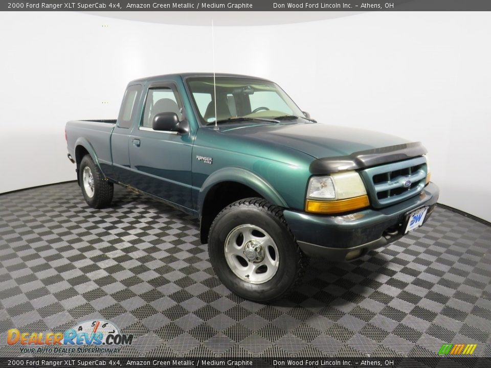 2000 Ford Ranger XLT SuperCab 4x4 Amazon Green Metallic / Medium Graphite Photo #3