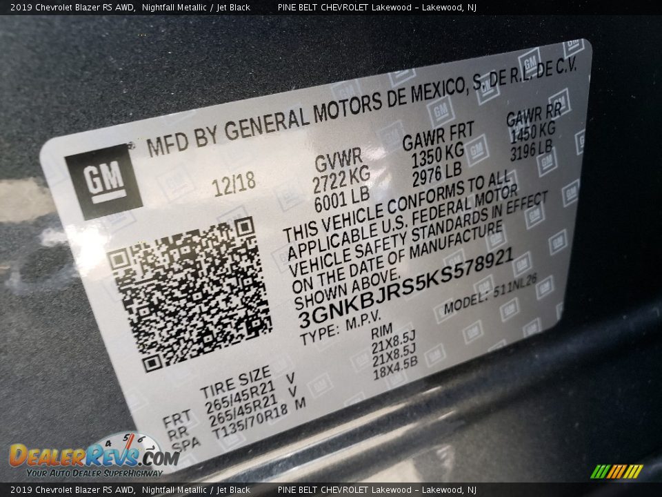 2019 Chevrolet Blazer RS AWD Nightfall Metallic / Jet Black Photo #8