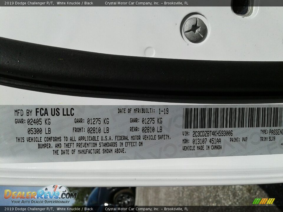 2019 Dodge Challenger R/T White Knuckle / Black Photo #21