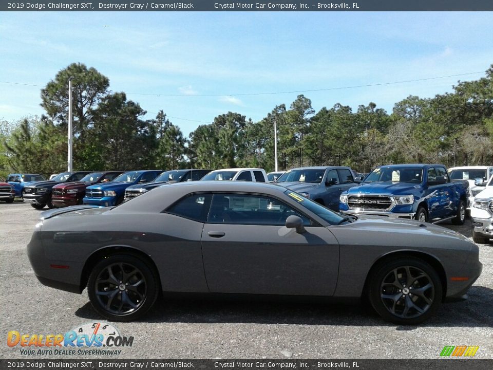 2019 Dodge Challenger SXT Destroyer Gray / Caramel/Black Photo #6