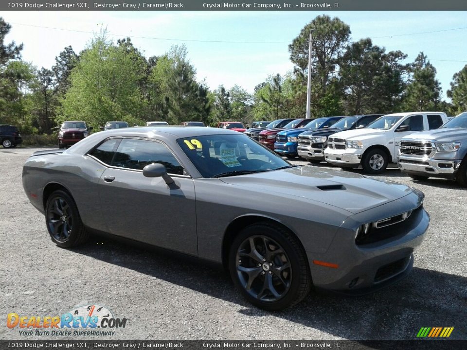 2019 Dodge Challenger SXT Destroyer Gray / Caramel/Black Photo #7