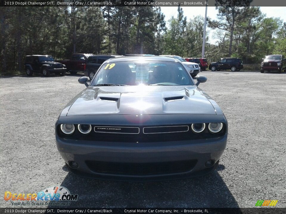 2019 Dodge Challenger SXT Destroyer Gray / Caramel/Black Photo #8