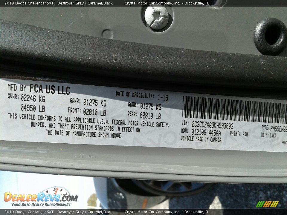 2019 Dodge Challenger SXT Destroyer Gray / Caramel/Black Photo #21