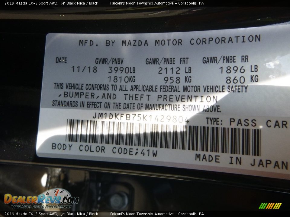2019 Mazda CX-3 Sport AWD Jet Black Mica / Black Photo #13