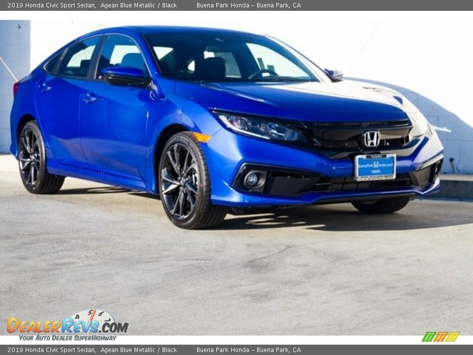 2019 Honda Civic Sport Sedan Agean Blue Metallic / Black Photo #1