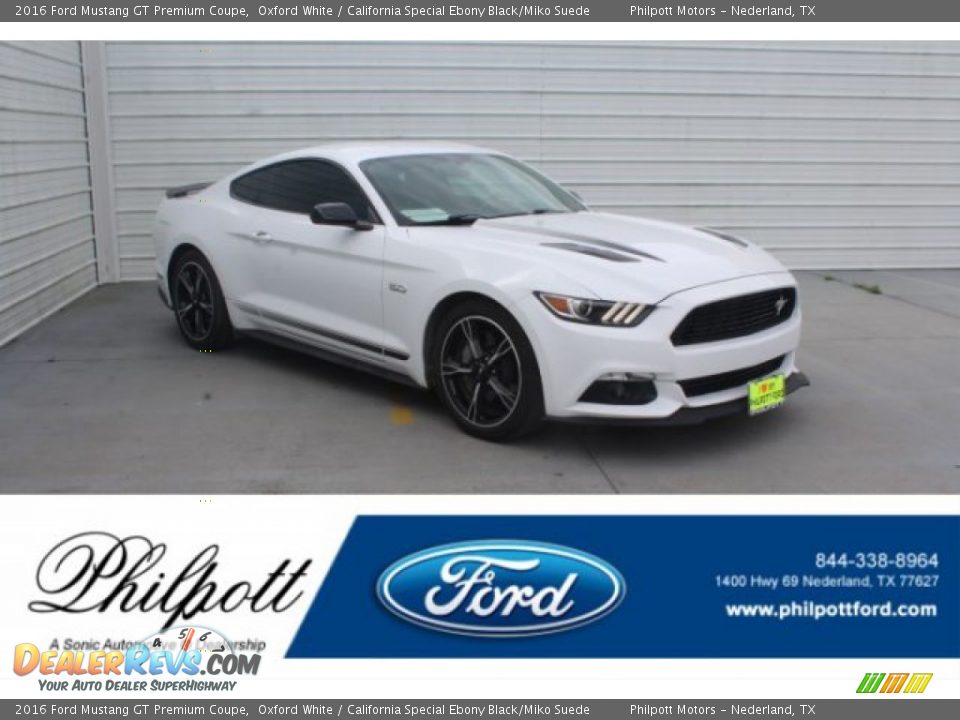 2016 Ford Mustang GT Premium Coupe Oxford White / California Special Ebony Black/Miko Suede Photo #1
