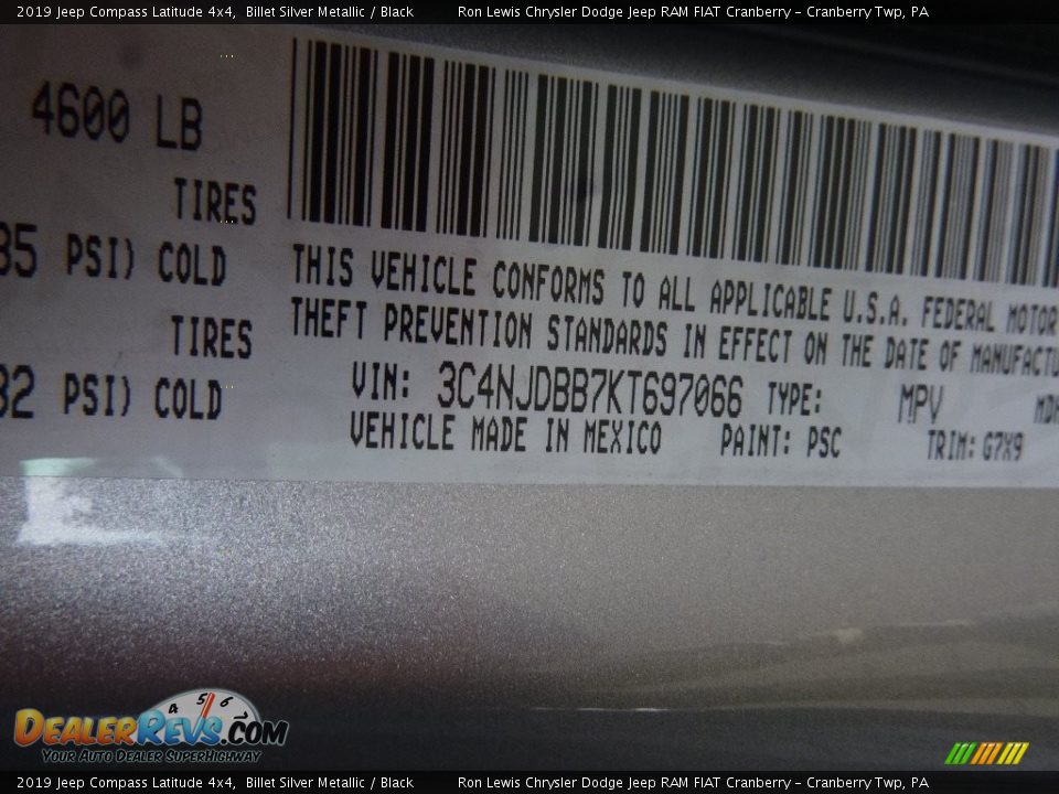 2019 Jeep Compass Latitude 4x4 Billet Silver Metallic / Black Photo #13