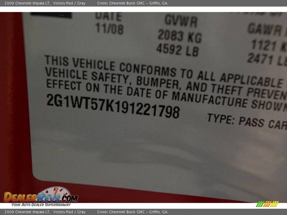 2009 Chevrolet Impala LT Victory Red / Gray Photo #25