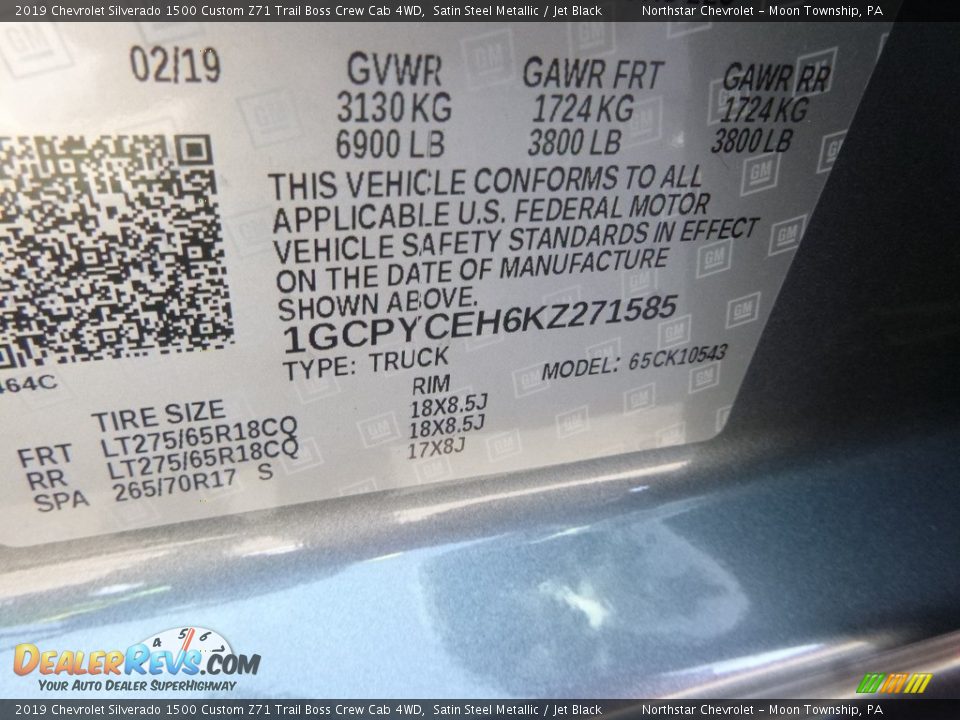 2019 Chevrolet Silverado 1500 Custom Z71 Trail Boss Crew Cab 4WD Satin Steel Metallic / Jet Black Photo #15