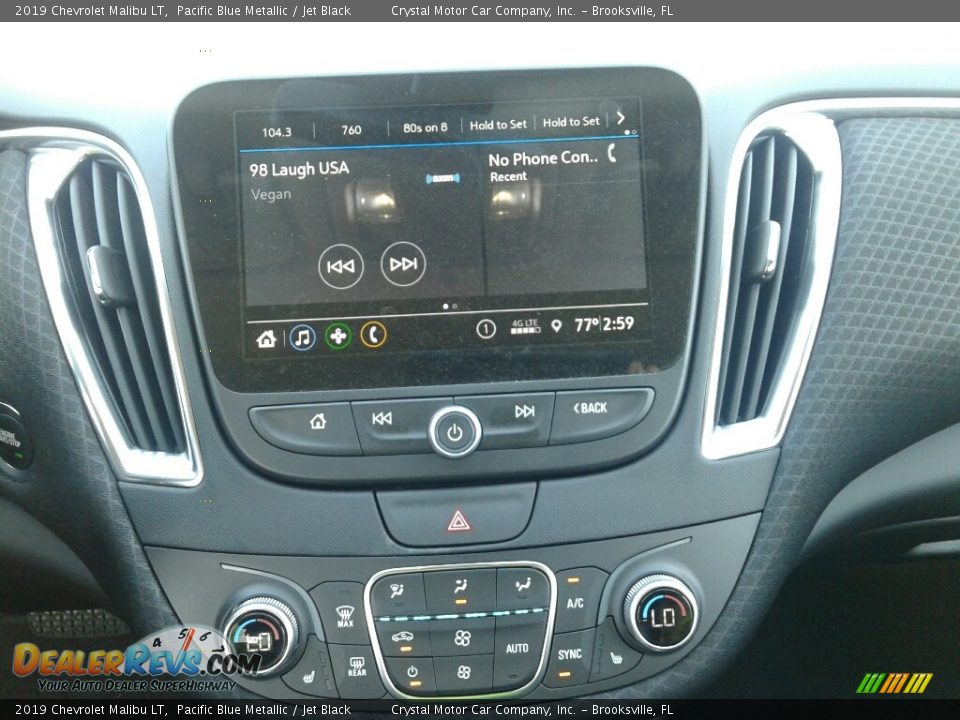 2019 Chevrolet Malibu LT Pacific Blue Metallic / Jet Black Photo #15