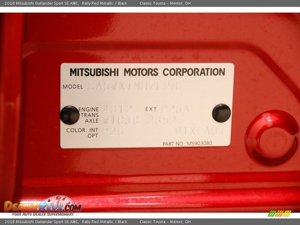 2018 Mitsubishi Outlander Sport SE AWC Rally Red Metallic / Black Photo #24