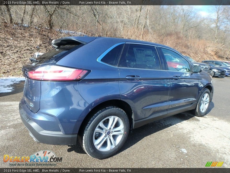 2019 Ford Edge SEL AWD Blue Metallic / Dune Photo #3