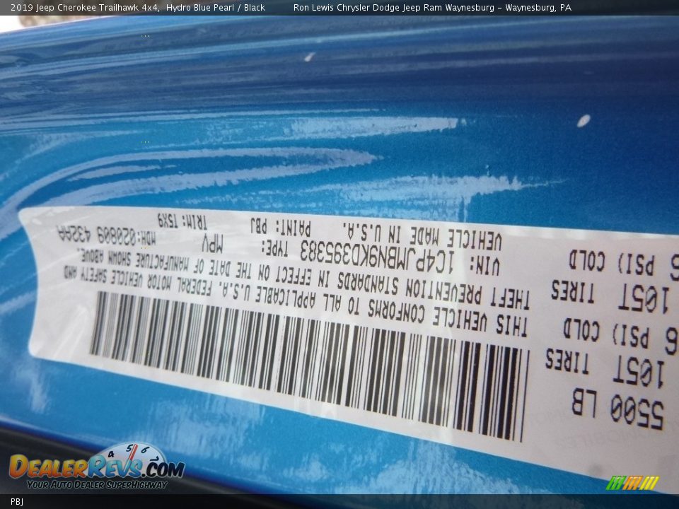 Jeep Color Code PBJ Hydro Blue Pearl