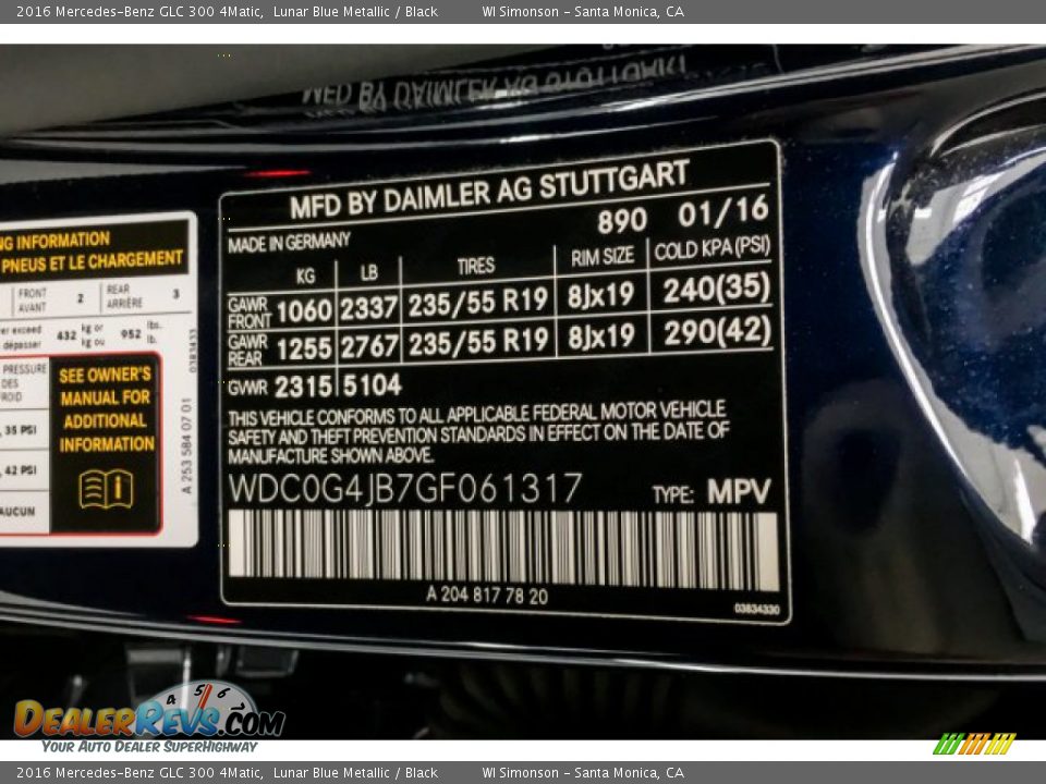 2016 Mercedes-Benz GLC 300 4Matic Lunar Blue Metallic / Black Photo #25