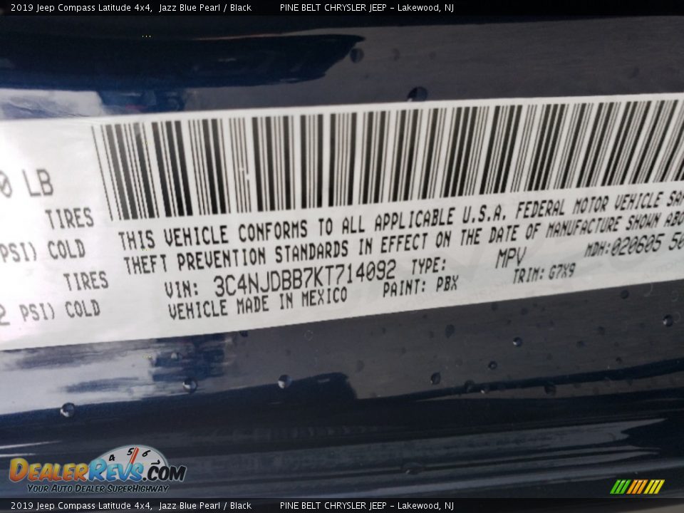 2019 Jeep Compass Latitude 4x4 Jazz Blue Pearl / Black Photo #9