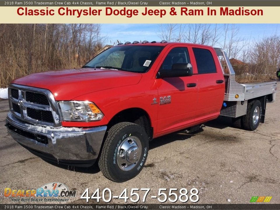 2018 Ram 3500 Tradesman Crew Cab 4x4 Chassis Flame Red / Black/Diesel Gray Photo #1