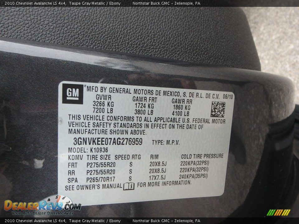 2010 Chevrolet Avalanche LS 4x4 Taupe Gray Metallic / Ebony Photo #20