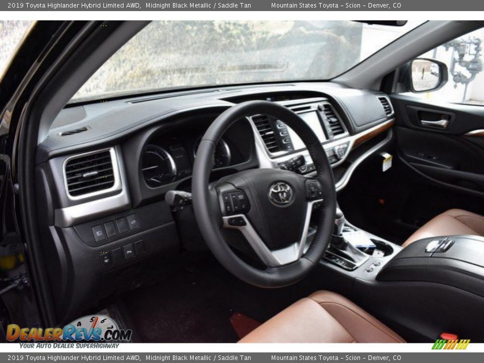 2019 Toyota Highlander Hybrid Limited AWD Midnight Black Metallic / Saddle Tan Photo #5