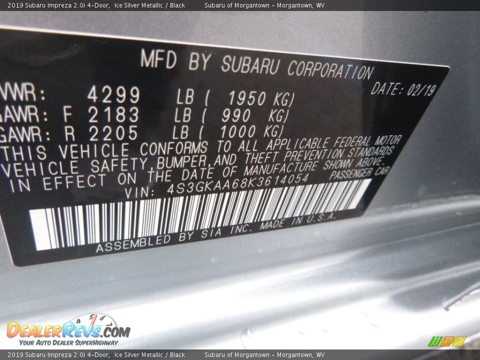 2019 Subaru Impreza 2.0i 4-Door Ice Silver Metallic / Black Photo #15