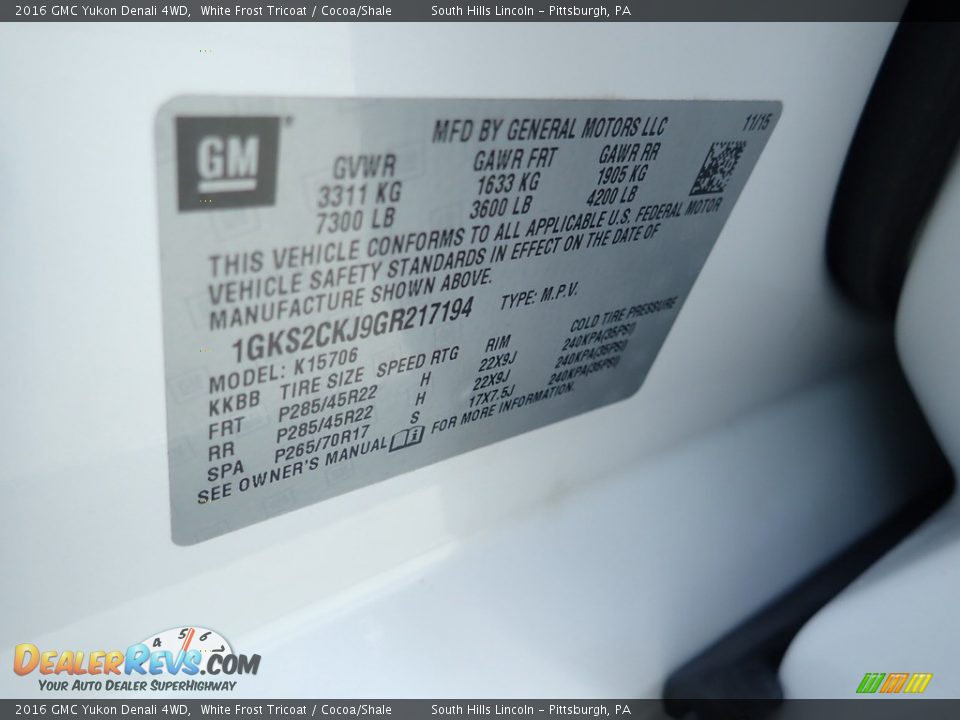 2016 GMC Yukon Denali 4WD White Frost Tricoat / Cocoa/Shale Photo #23