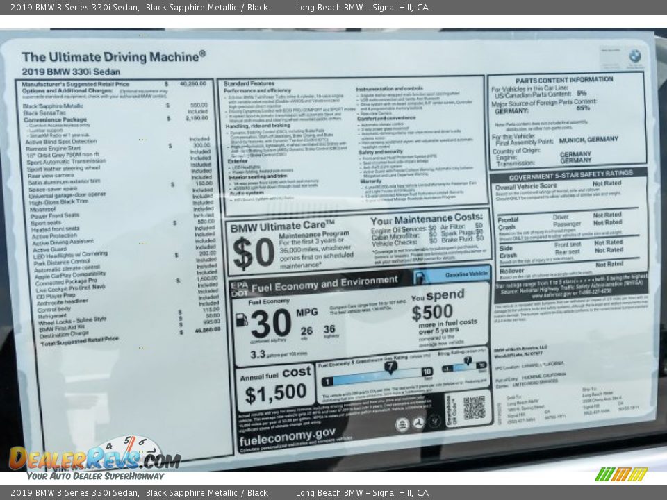 2019 BMW 3 Series 330i Sedan Black Sapphire Metallic / Black Photo #10