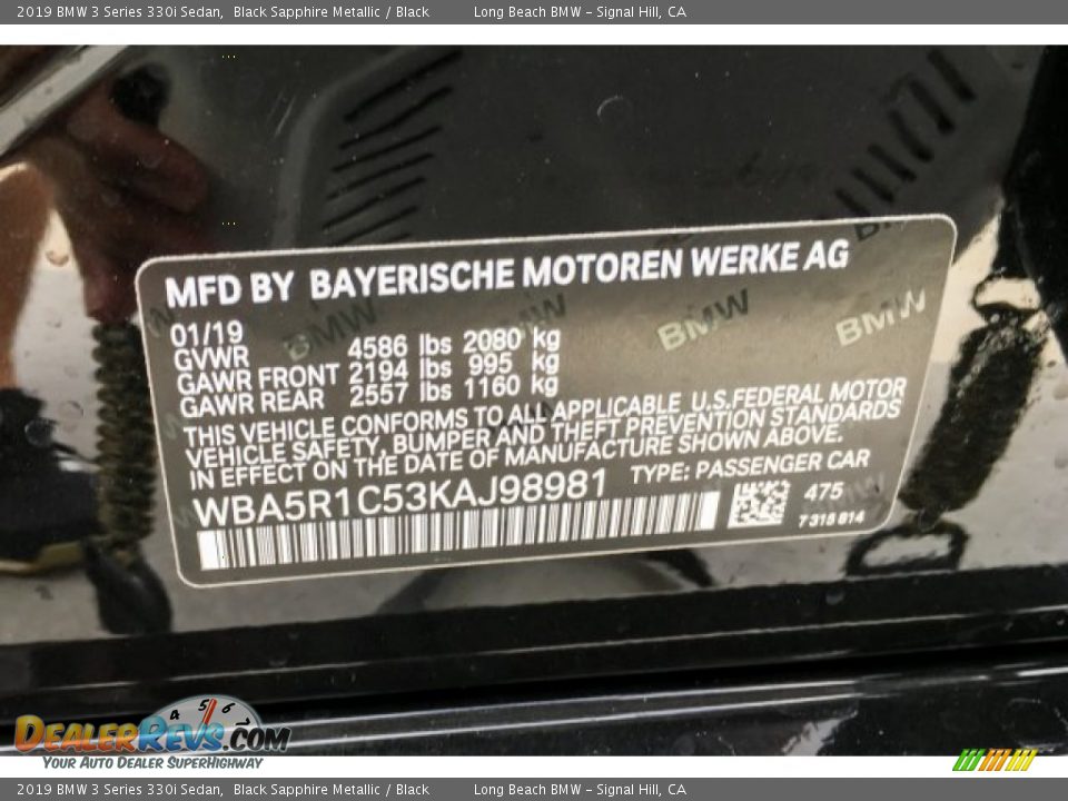 2019 BMW 3 Series 330i Sedan Black Sapphire Metallic / Black Photo #11