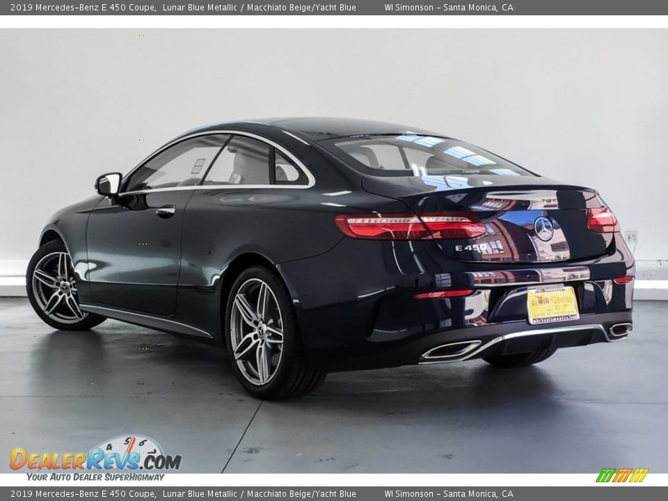 2019 Mercedes-Benz E 450 Coupe Lunar Blue Metallic / Macchiato Beige/Yacht Blue Photo #2
