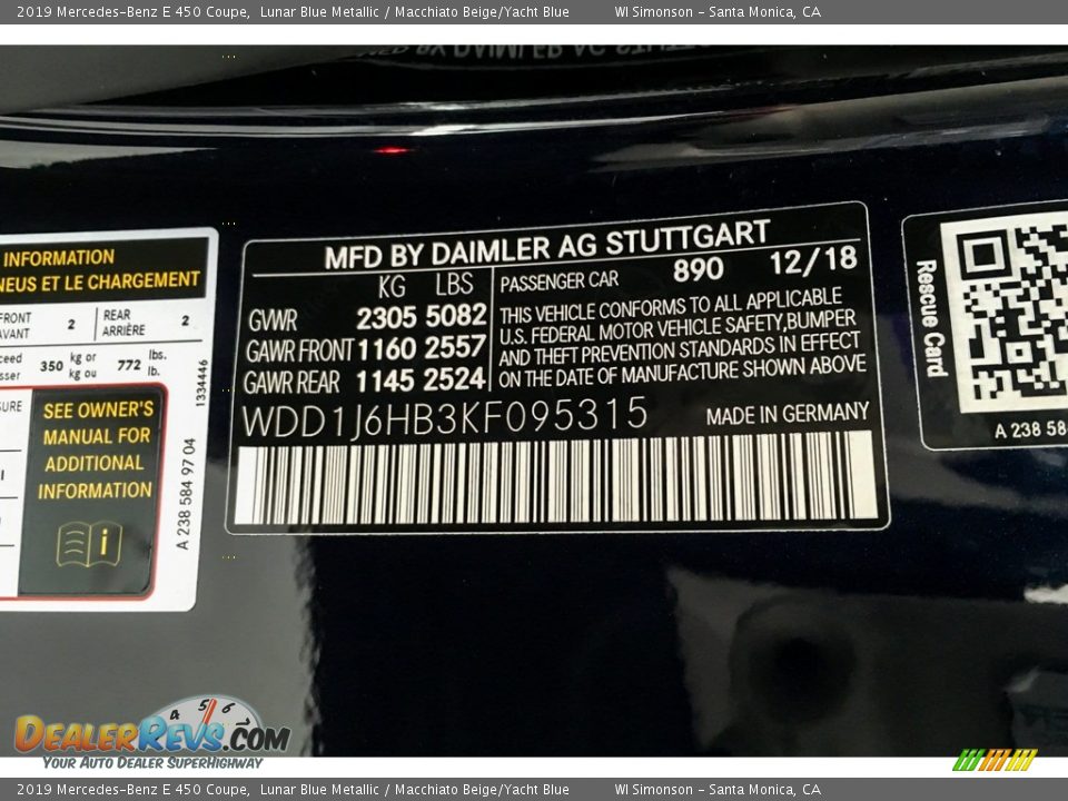 2019 Mercedes-Benz E 450 Coupe Lunar Blue Metallic / Macchiato Beige/Yacht Blue Photo #11