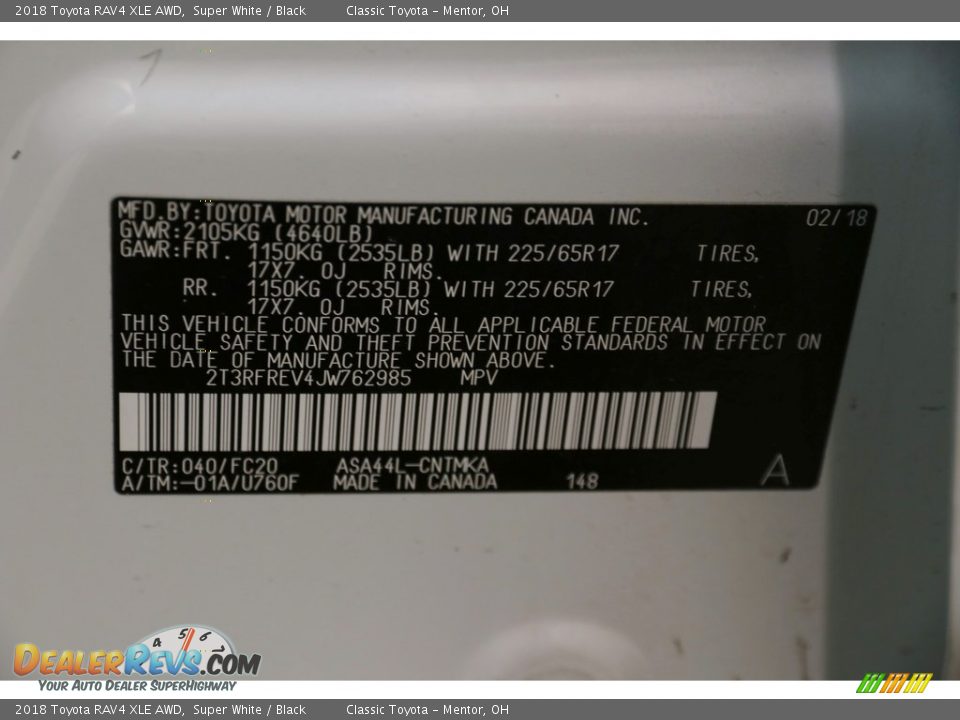 2018 Toyota RAV4 XLE AWD Super White / Black Photo #18