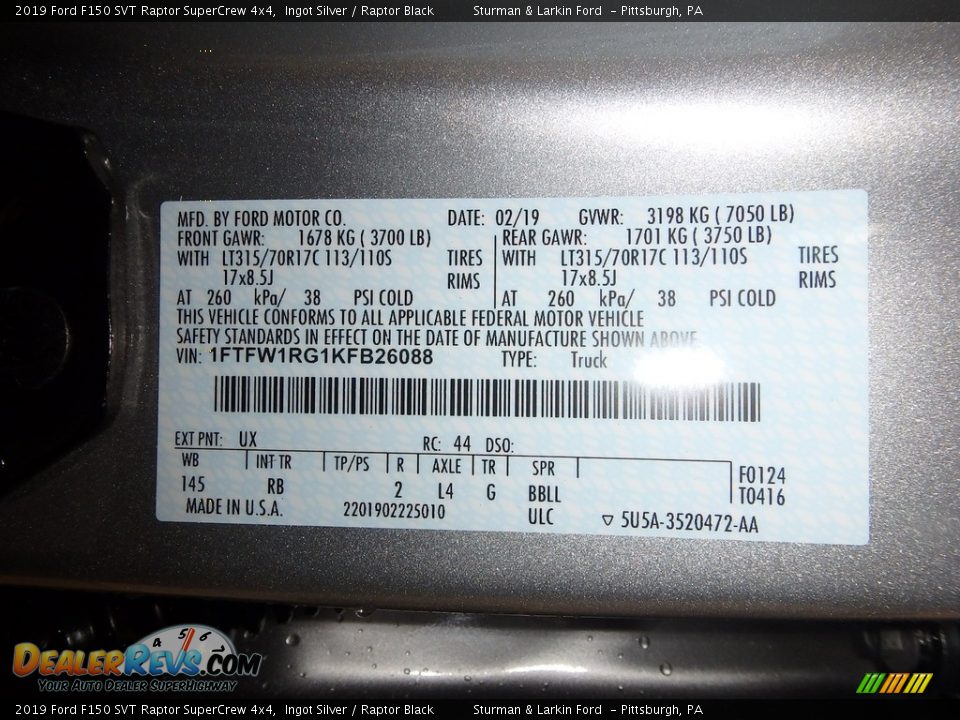 2019 Ford F150 SVT Raptor SuperCrew 4x4 Ingot Silver / Raptor Black Photo #11