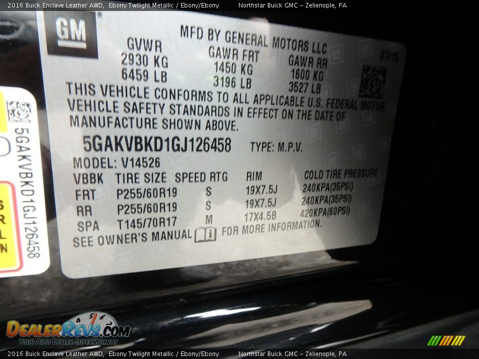 2016 Buick Enclave Leather AWD Ebony Twilight Metallic / Ebony/Ebony Photo #23