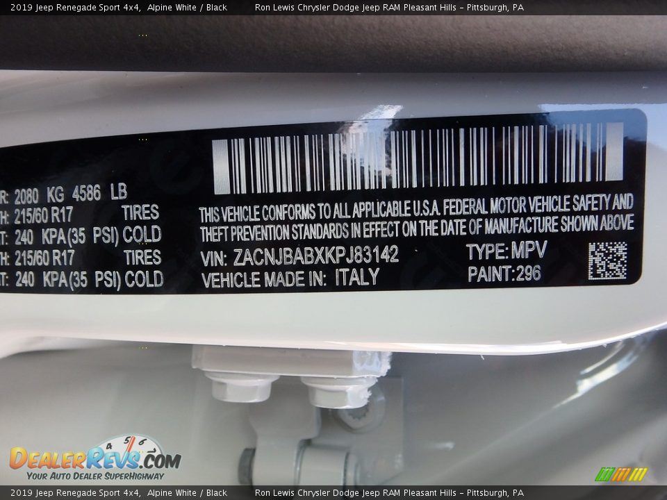 2019 Jeep Renegade Sport 4x4 Alpine White / Black Photo #15